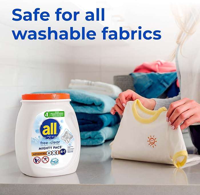 all Laundry Detergent Pacs, Mighty Pacs with OXI Stain Removers and Whiteners, Free Clear, Unscented and Dye Free, 56 Count - Image 7