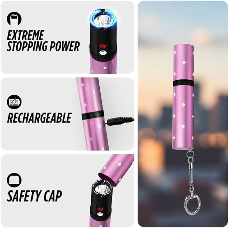 Electra Lipstick Mini Stun Gun for Women Self Defense, Discreet and Powerful Stun Gun Keychain with Flashlight, Maximum Voltage, Recharcheable Battery by Guard Dog Security - Image 2