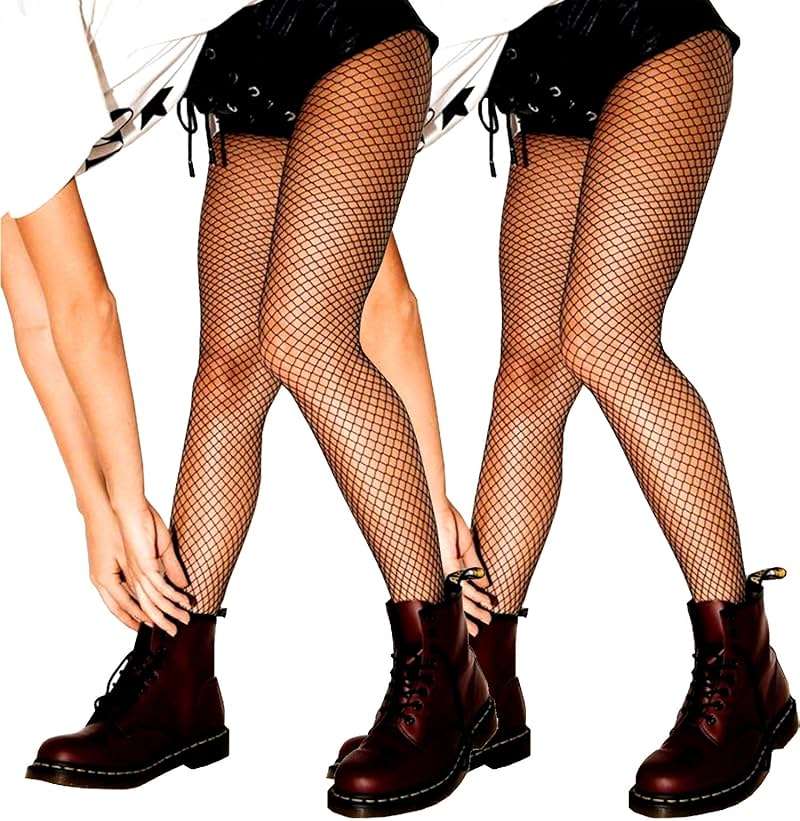 SUREPOCH Women 2 Pairs Fishnet Stockings Black Mesh Pantyhose High Waist Rhinestone Tights - Image 1