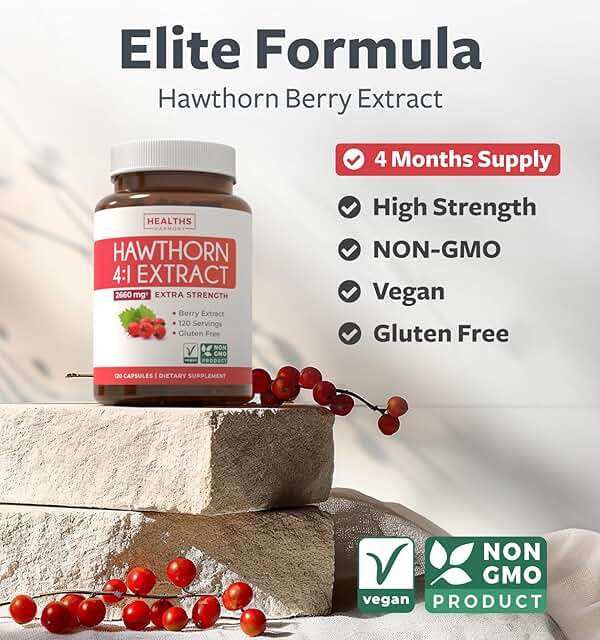 Super Potent Hawthorn Berry Extract Capsules - Hawthorn Berry Supplement Made from Extra Strength Concentrate to Support Heart and Digestive Health - Vegan Non-GMO & Gluten Free (4 Month Supply) - Image 2