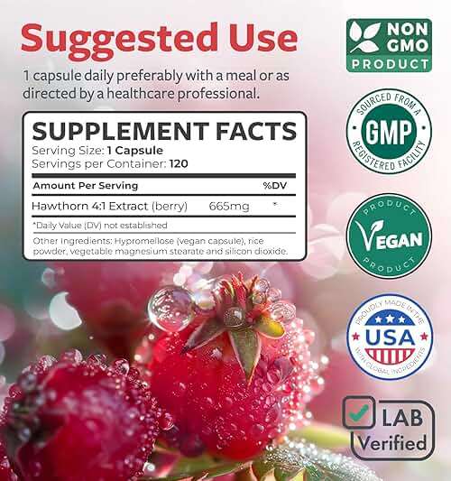 Super Potent Hawthorn Berry Extract Capsules - Hawthorn Berry Supplement Made from Extra Strength Concentrate to Support Heart and Digestive Health - Vegan Non-GMO & Gluten Free (4 Month Supply) - Image 5