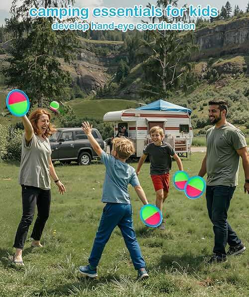 Qrooper Toss and Catch Ball Game Outdoor Toys for Kids Ages 3-12 & Family, Outside Games for Beach Pool Yard Camping, Boys Birthday Gift, 4 Paddles 4 Sticky Balls & Storage Bag - Image 6