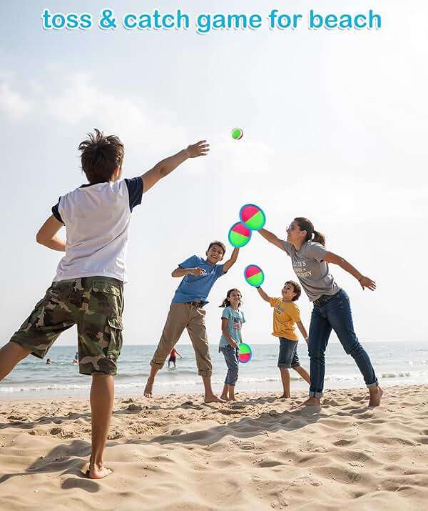 Qrooper Toss and Catch Ball Game Outdoor Toys for Kids Ages 3-12 & Family, Outside Games for Beach Pool Yard Camping, Boys Birthday Gift, 4 Paddles 4 Sticky Balls & Storage Bag - Image 7