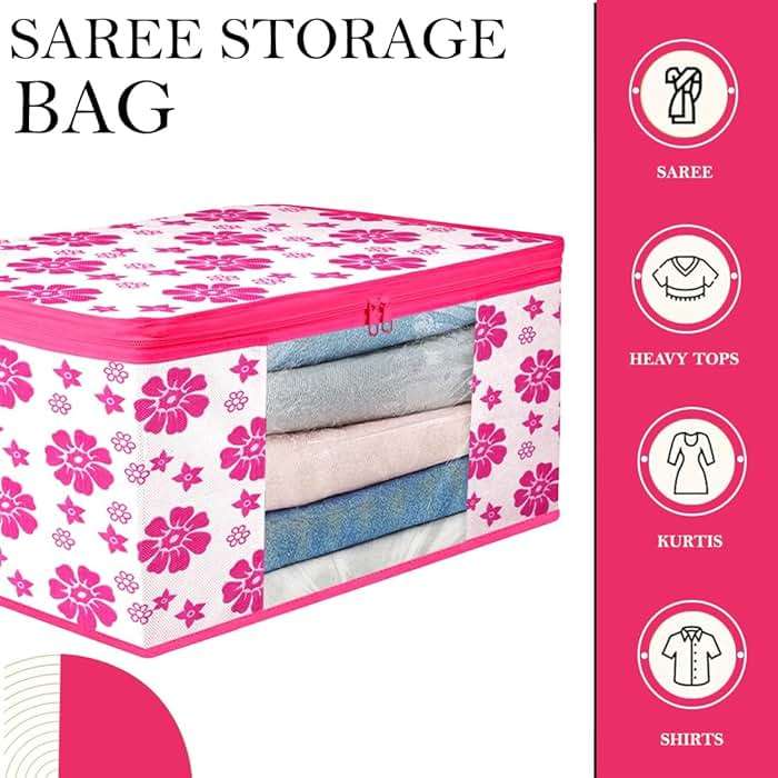 ANKIT INTERNATIONAL Garment Cover Presents Non Woven Floral print Saree Cover Storage Bags for Clothes pack of 6 - Image 5