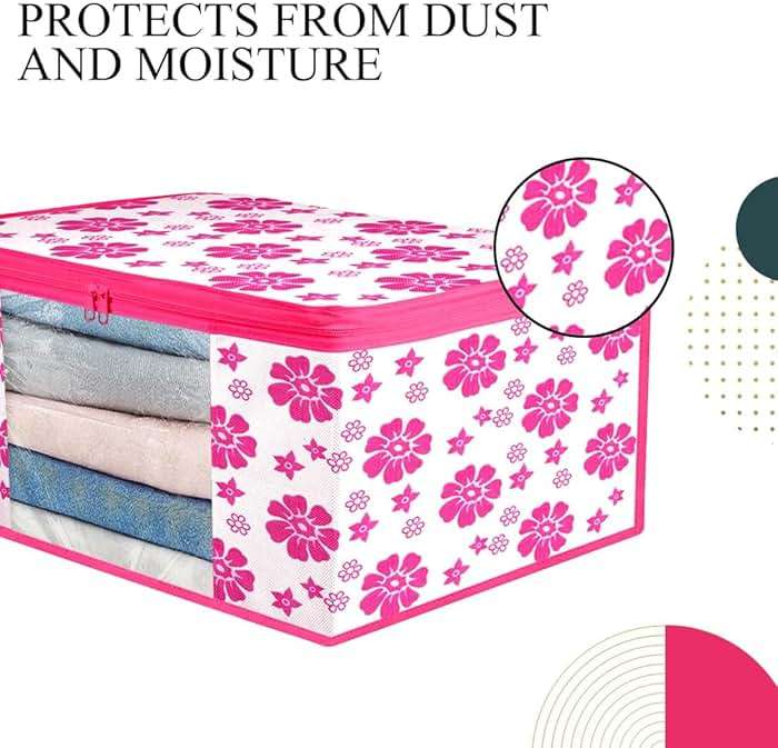ANKIT INTERNATIONAL Garment Cover Presents Non Woven Floral print Saree Cover Storage Bags for Clothes pack of 6 - Image 6