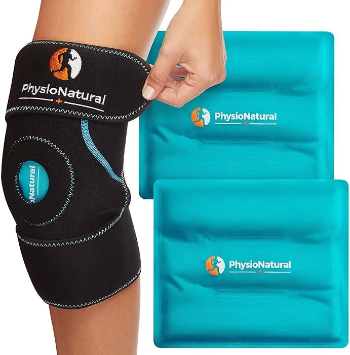 PhysioNatural Ice Pack for Knee Pain Relief, Reusable Gel Ice Wrap for Leg Injuries, Swelling, Knee Replacement Surgery, Cold Compress Therapy for Arthritis, Meniscus Tear and ACL - Product Image
