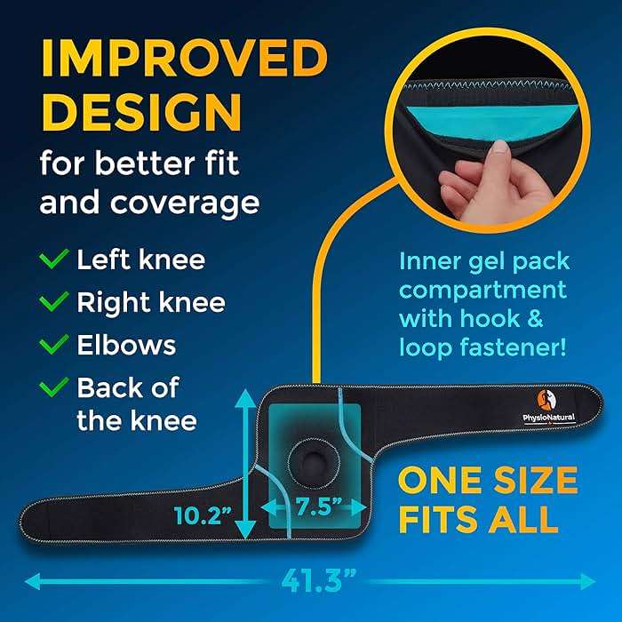 PhysioNatural Ice Pack for Knee Pain Relief, Reusable Gel Ice Wrap for Leg Injuries, Swelling, Knee Replacement Surgery, Cold Compress Therapy for Arthritis, Meniscus Tear and ACL - Image 4