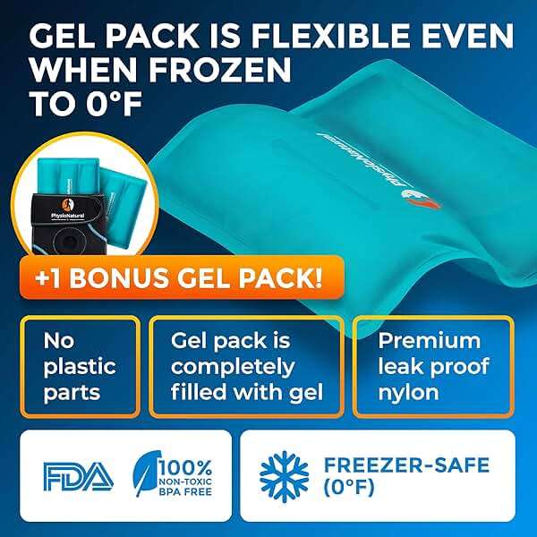 PhysioNatural Ice Pack for Knee Pain Relief, Reusable Gel Ice Wrap for Leg Injuries, Swelling, Knee Replacement Surgery, Cold Compress Therapy for Arthritis, Meniscus Tear and ACL - Image 5