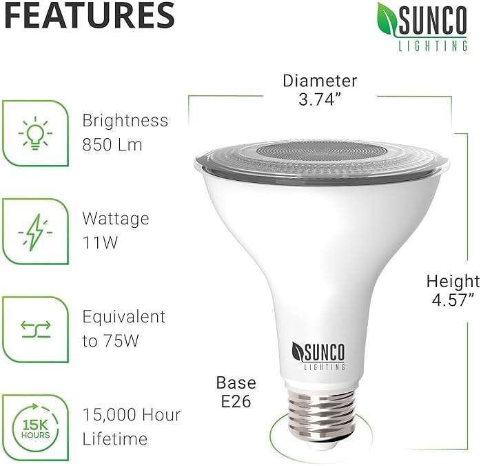 Sunco LED PAR30 Dusk to Dawn Light Bulb for Outside Porch, Patio, Backyard, 11W=75W, 850 LM, 2700K Soft White, Non-Dimmable, Photocell Sensor, UL 2 Pack - Image 3