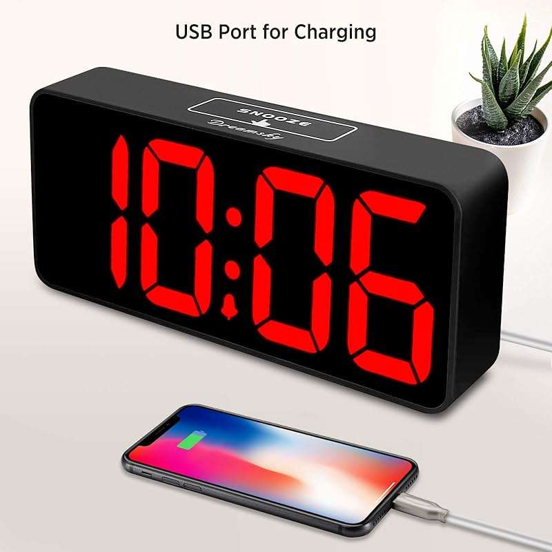 DreamSky Large Digital Alarm Clock Big Numbers for Seniors & Visually Impaired, 9 Inches Electric Clocks for Bedroom, Jumbo Display Fully Dimmable Brightness, USB Ports, Adjustable Alarm Volume - Image 6