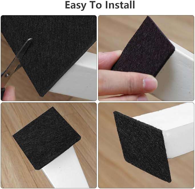 Yelanon Felt Furniture Pads -182 Pcs Premium Felt Pads for Chair Legs Furniture, Floor Protectors for Hardwood Floors, Black - Image 6