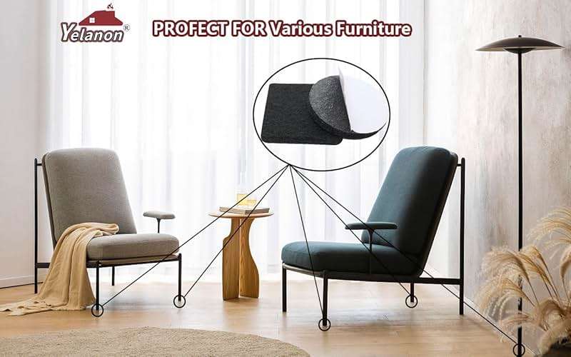 Yelanon Felt Furniture Pads -182 Pcs Premium Felt Pads for Chair Legs Furniture, Floor Protectors for Hardwood Floors, Black - Image 7