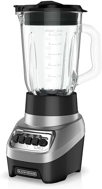 BLACK+DECKER PowerCrush Multi-Function Blender with 6-Cup Glass Jar, 4 Speed Settings, Silver - Image 1