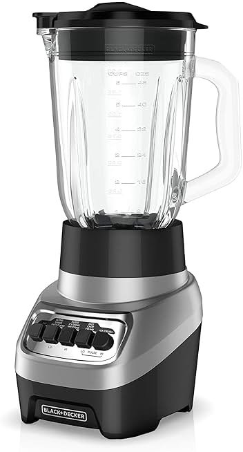BLACK+DECKER PowerCrush Multi-Function Blender with 6-Cup Glass Jar, 4 Speed Settings, Silver - Product Image