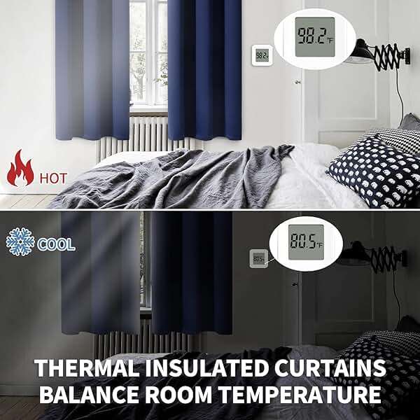 BGment Blackout Curtains for Bedroom 45 Inch Length - Short Room Darkening Drapes Thermal Insulated with Rod Pocket for Kitchen Living Room Bathroom Window, 42 x 45 Inch, 2 Panels, Navy Blue - Image 5
