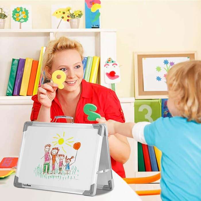 Small Dry Erase White Board – TANKEE Magnetic Desktop Foldable Whiteboard Portable Mini Easel Double Sided on Table Top with Holder for Drawing, Teacher Instruction, Memo Board - Image 6