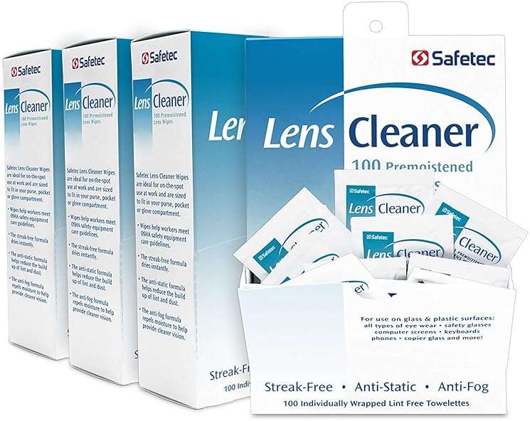 Safetec Lens & Eyeglasses Cleaning Wipes, Pre-Moistened Wipes (4 Pack of 100ct Boxes - 400 Cleaning Cloths) - Image 1