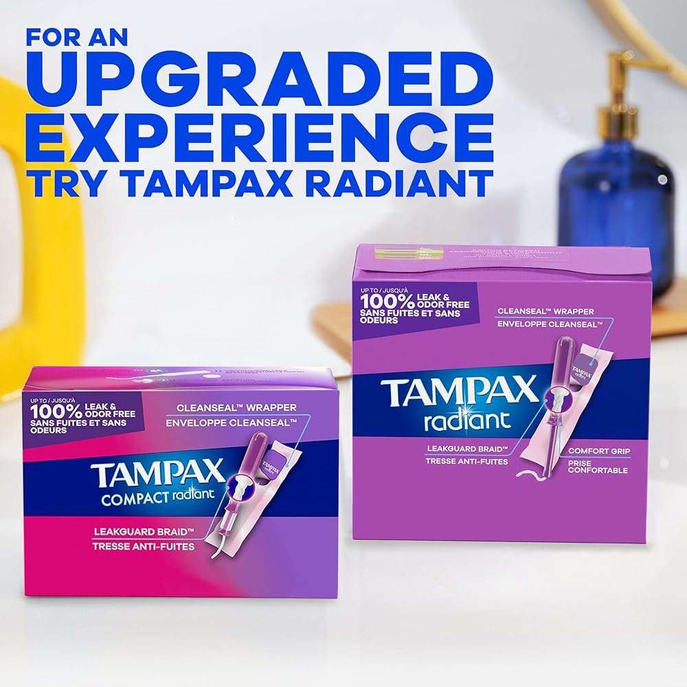 Tampax Compact Pearl Tampons, with LeakGuard Braid & Extendable Applicator, Regular Absorbency, Compact Extendable Applicator, Unscented, 16 Count (Packaging May Vary) - Image 13