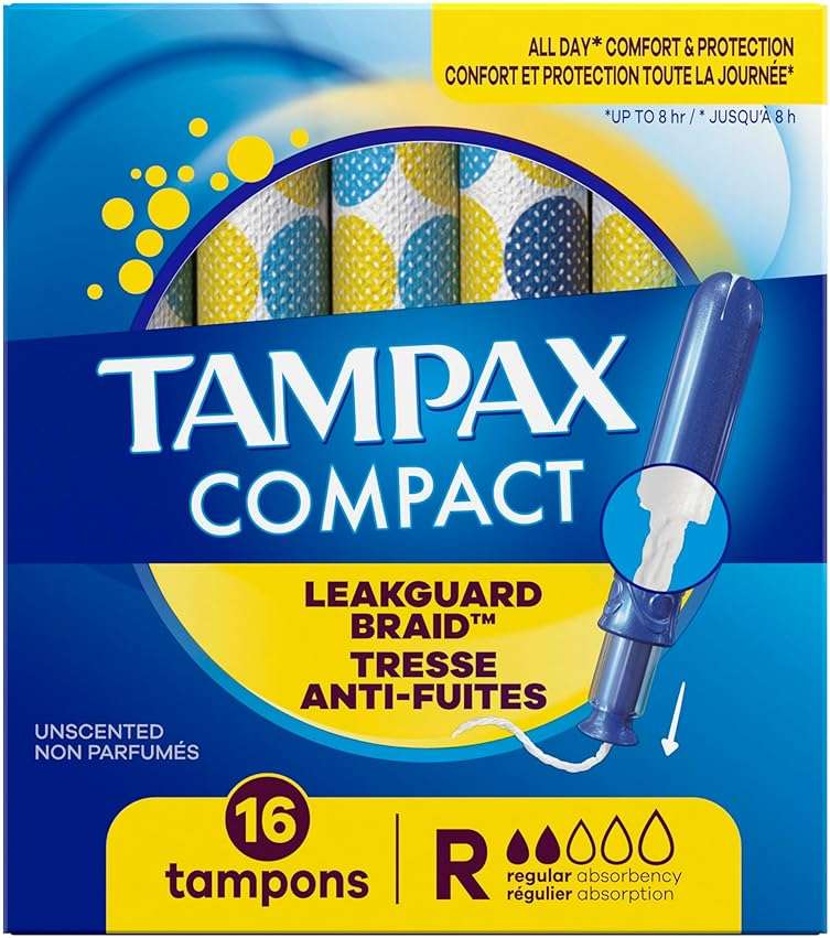 Tampax Compact Pearl Tampons, with LeakGuard Braid & Extendable Applicator, Regular Absorbency, Compact Extendable Applicator, Unscented, 16 Count (Packaging May Vary) - Image 14