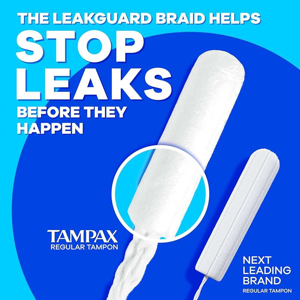 Tampax Compact Pearl Tampons, with LeakGuard Braid & Extendable Applicator, Regular Absorbency, Compact Extendable Applicator, Unscented, 16 Count (Packaging May Vary) - Image 3