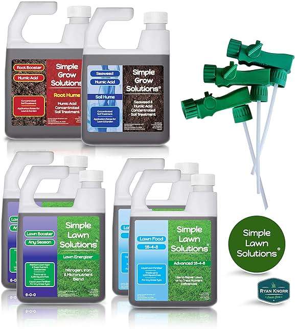 Simple Lawn Solutions - Ryan Knorr - Lawn Essentials Bundle Box - 6 Piece Set- Lawn Food 16-4-8 NPK, Lawn Energizer Booster, Root Hume- Humic Acid, Soil Hume- Seaweed, Humic Acid (32 Ounce Bundle) - Image 2