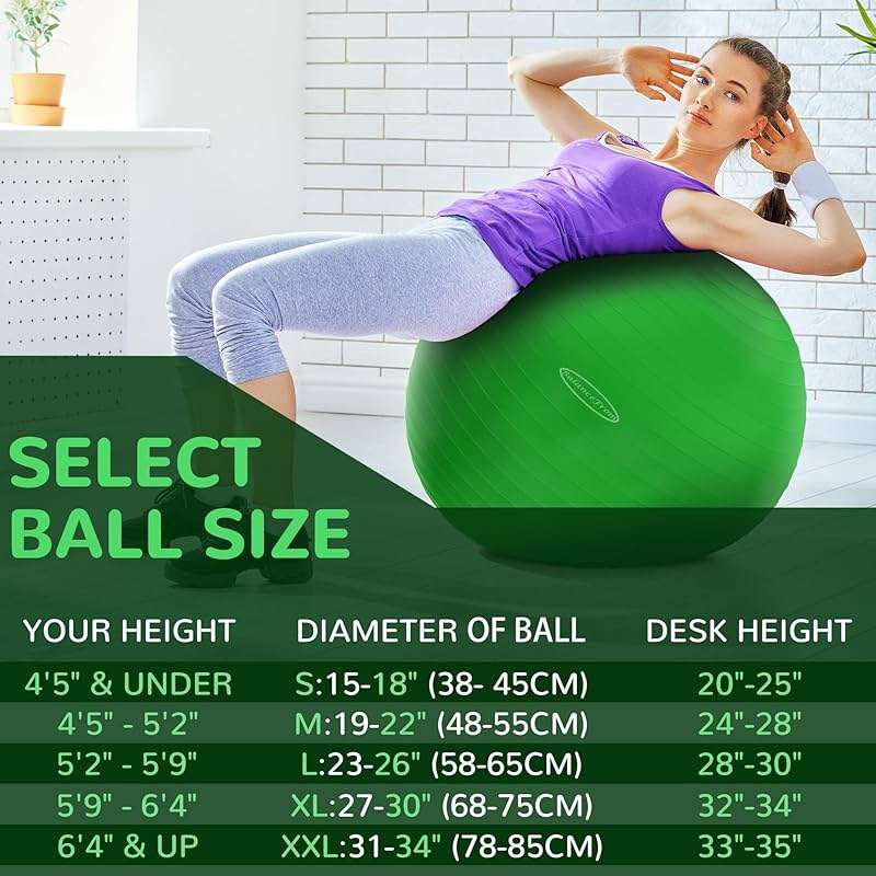 Fitvids Anti-Burst and Slip Resistant Exercise Yoga Fitness Birthing Ball with Quick Pump, 2,000-Pound Capacity, Multiple Colors and Sizes - Image 2