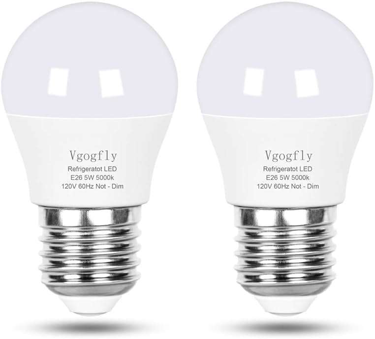 Vgogfly LED Refrigerator Light Bulb 40W Equivalent 120V A15 Fridge Waterproof Bulbs 5 W Daylight White 5000K E26 Medium Base Freezer Home Lighting Lamp Non-dimmable(2 Pack) - Image 1