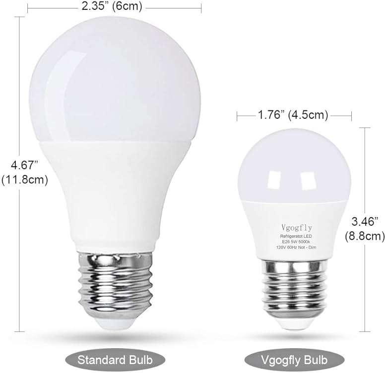 Vgogfly LED Refrigerator Light Bulb 40W Equivalent 120V A15 Fridge Waterproof Bulbs 5 W Daylight White 5000K E26 Medium Base Freezer Home Lighting Lamp Non-dimmable(2 Pack) - Image 5