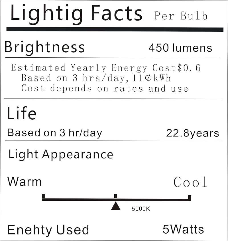 Vgogfly LED Refrigerator Light Bulb 40W Equivalent 120V A15 Fridge Waterproof Bulbs 5 W Daylight White 5000K E26 Medium Base Freezer Home Lighting Lamp Non-dimmable(2 Pack) - Image 8