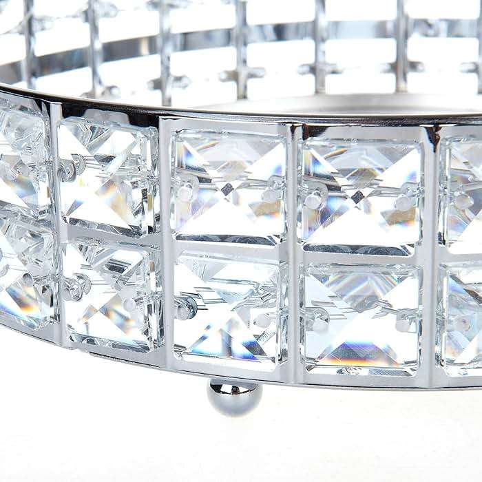 Feyarl Crystal Perfume Vanity Makeup Tray Mirrored Ornate Jewelry Trinket Tray Organizer Sparkly Bling Cosmetic Skin Care Decorative Tray with Glass Bottom Surface for Home Decor Dresser Desktop - Image 5