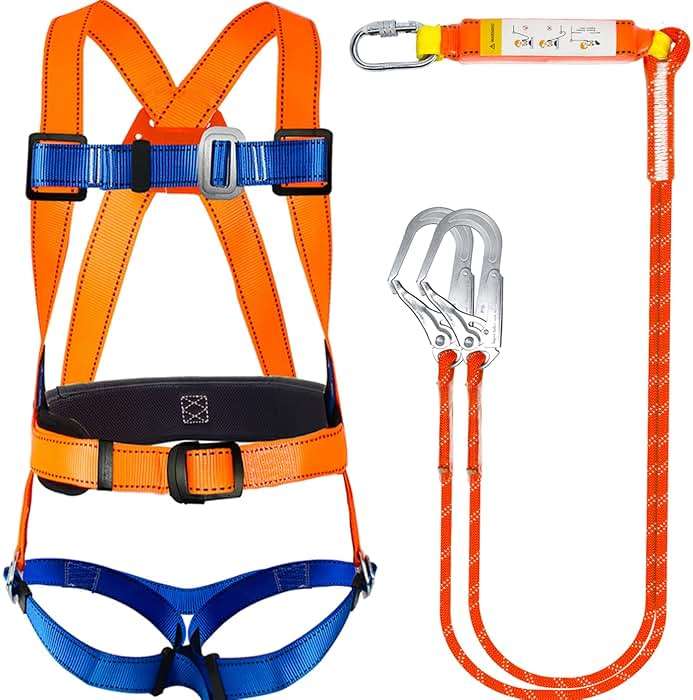 GLOROUSCHU Full Body Safety Harness Tool Fall Protection,OSHA/ANSI Compliant,ASTM F1774certified | INTERNAL Shock Absorbing Lanyard(Orange) - Image 2