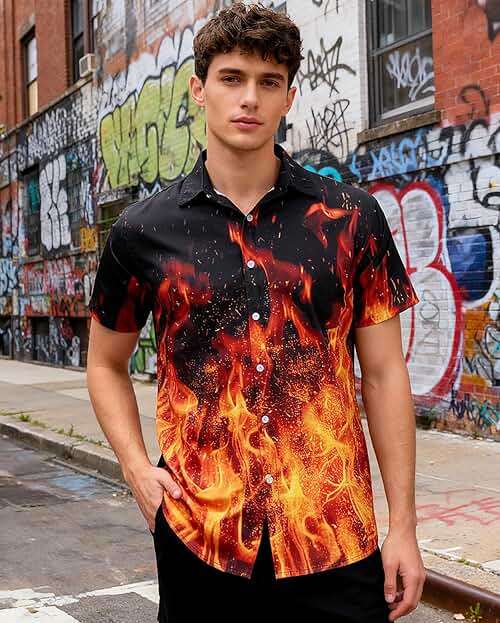 RAISEVERN Mens Hawaiian Shirt Casual Button Down Short Sleeve Tropical Beach Dress Shirt for Summer Holiday - Image 2
