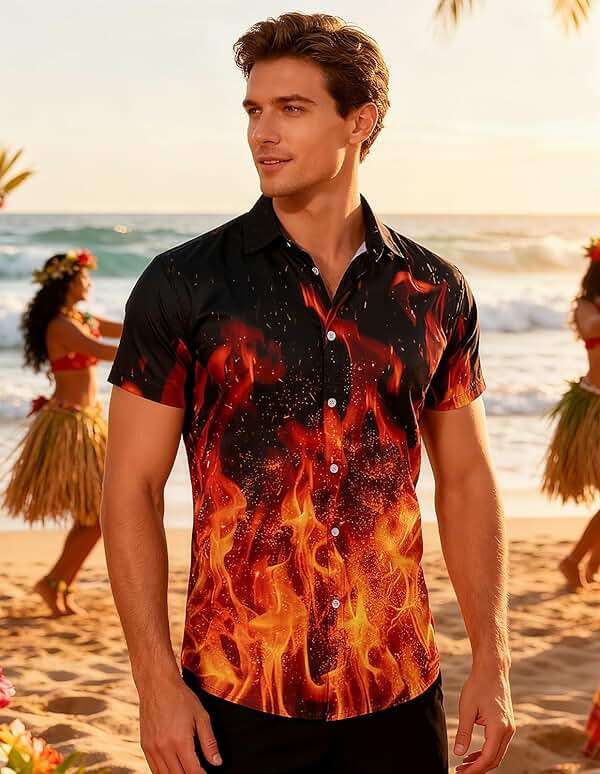 RAISEVERN Mens Hawaiian Shirt Casual Button Down Short Sleeve Tropical Beach Dress Shirt for Summer Holiday - Image 4