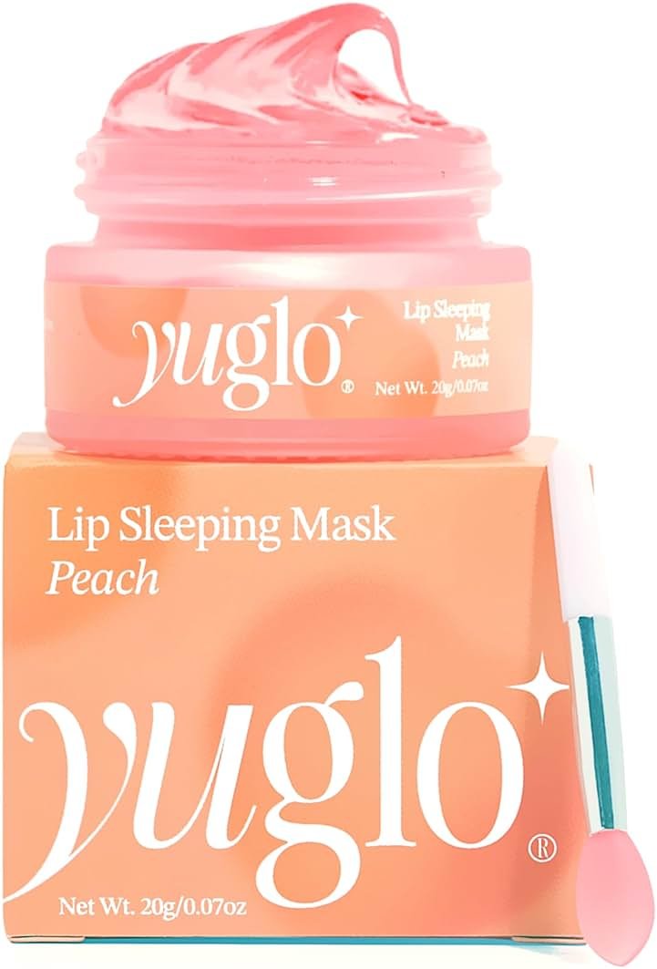 YUGLO Lip Sleeping Mask | Peach Flavor | Hydrating & Soothing Lip Treatment for Dry, Chapped Lips | Plumps & Moisturizes | Overnight Lip Repair - Product Image