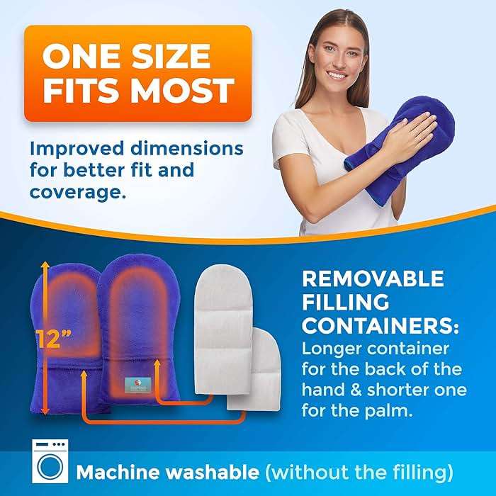 Microwave Safe Therapy Mittens with Flax Seeds - Moist Heat Therapy Relief for Hands and Fingers for Stiff Joints, Trigger Fingers, Inflammation, Raynauds, Carpal Tunnel, Natural Aromatherapy Gloves - Image 4