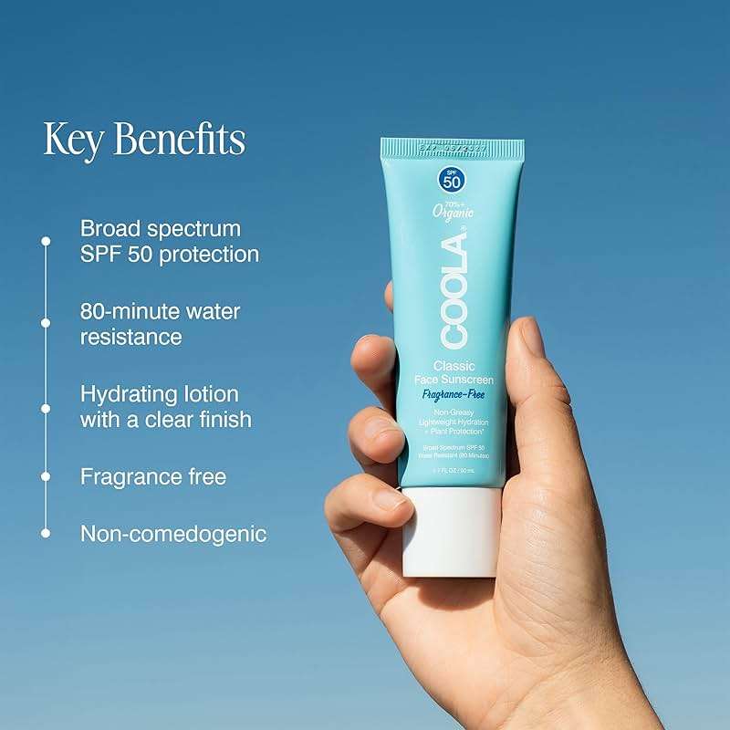 COOLA Organic Face Sunscreen SPF 50 Sunblock Lotion, Dermatologist Tested Skin Care for Daily Protection, Vegan and Gluten Free, Fragrance Free - Image 3