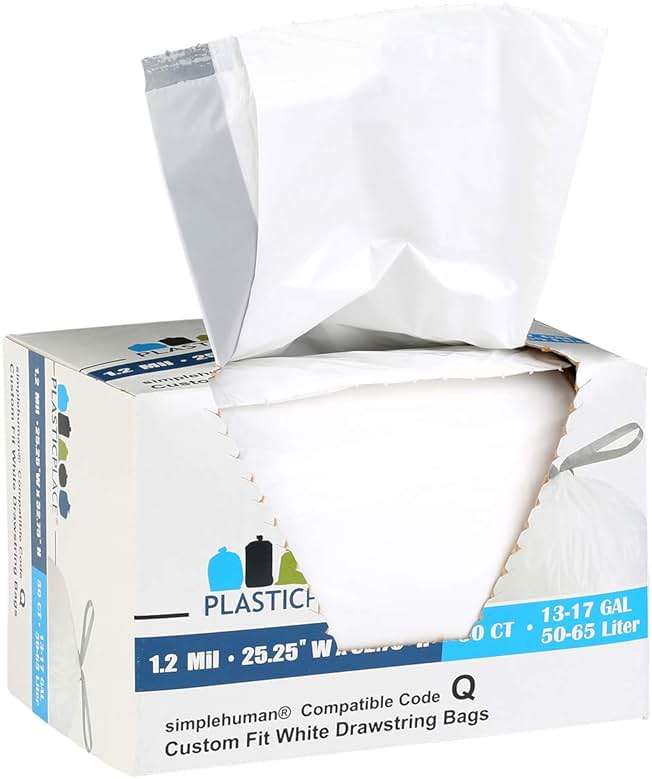 Plasticplace Custom Fit Trash Bags, Compatible with Simplehuman Code Q (50 Count), 13-17 Gallon Drawstring Garbage Liners, Heavy Duty Tear-Resistant - Image 3
