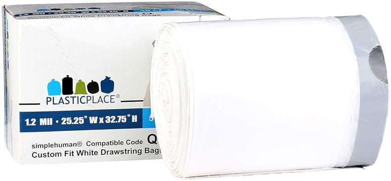 Plasticplace Custom Fit Trash Bags, Compatible with Simplehuman Code Q (50 Count), 13-17 Gallon Drawstring Garbage Liners, Heavy Duty Tear-Resistant - Image 4