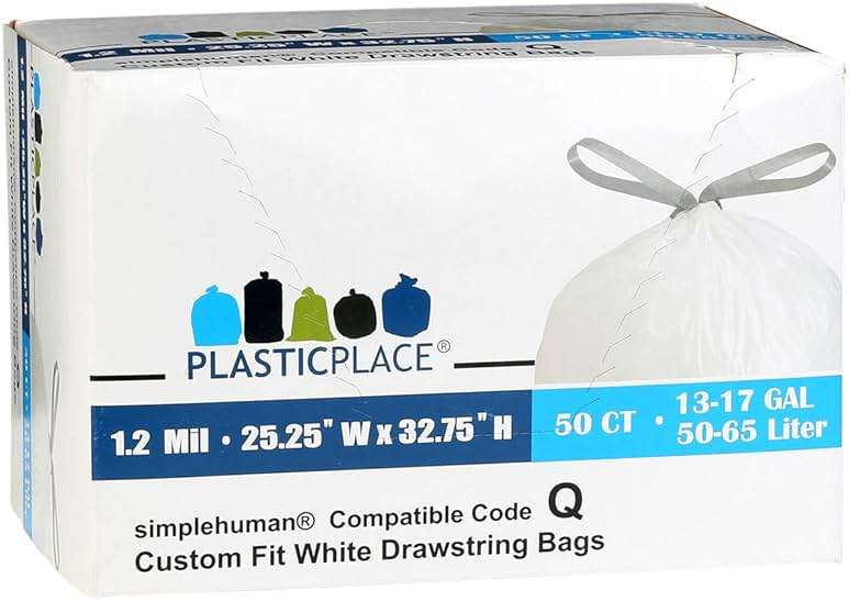 Plasticplace Custom Fit Trash Bags, Compatible with Simplehuman Code Q (50 Count), 13-17 Gallon Drawstring Garbage Liners, Heavy Duty Tear-Resistant - Image 5