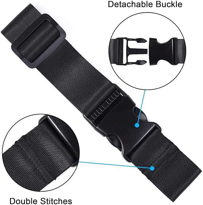 Wisdompro 2 Pcs Add a Bag Luggage Strap, Heavy Duty Adjustable Suitcase Belt Travel Attachment Travel Accessories for Connecting Your Luggage Together - Black - Image 2
