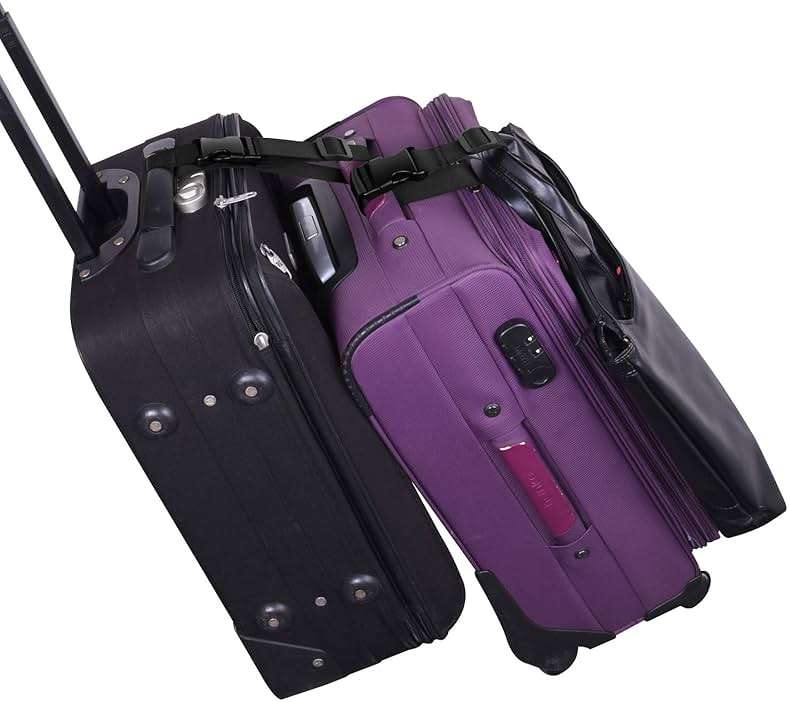 Wisdompro 2 Pcs Add a Bag Luggage Strap, Heavy Duty Adjustable Suitcase Belt Travel Attachment Travel Accessories for Connecting Your Luggage Together - Black - Image 6