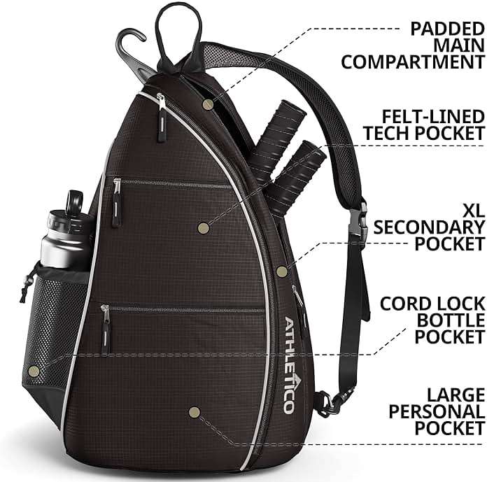 Athletico Sling Bag - Crossbody Backpack for Pickleball, Tennis, Racketball, and Travel for Men and Women - Image 2