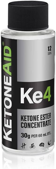 KetoneAid Ke4 Ketone Ester Concentrate | Not a Ketone Salt, No Sugar, No Caffeine | Exogenous D-BHB Ester | 12 Serving Per Bottle (1 Count) - Product Image