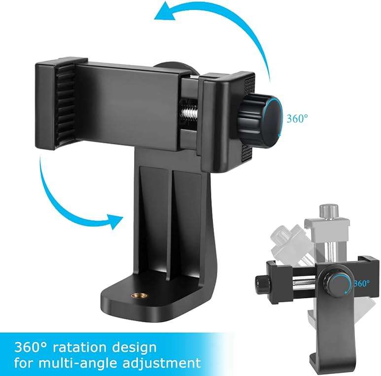 SharingMoment Premium Smartphone Holder/Vertical and Horizontal Tripod Mount Adapter Rotatable Bracket with 1/4 inch Screw/Adjustable Clip for iPhone, Android Cell Phone, Selfie Stick, Camera Stand - Image 2
