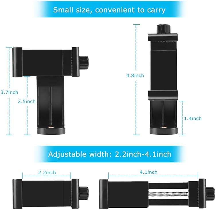 SharingMoment Premium Smartphone Holder/Vertical and Horizontal Tripod Mount Adapter Rotatable Bracket with 1/4 inch Screw/Adjustable Clip for iPhone, Android Cell Phone, Selfie Stick, Camera Stand - Image 4