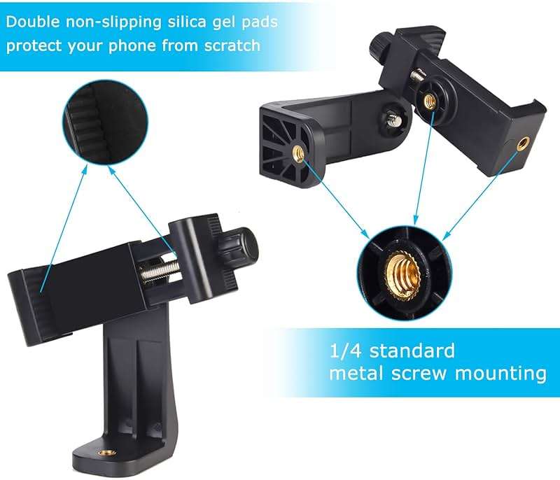 SharingMoment Premium Smartphone Holder/Vertical and Horizontal Tripod Mount Adapter Rotatable Bracket with 1/4 inch Screw/Adjustable Clip for iPhone, Android Cell Phone, Selfie Stick, Camera Stand - Image 5