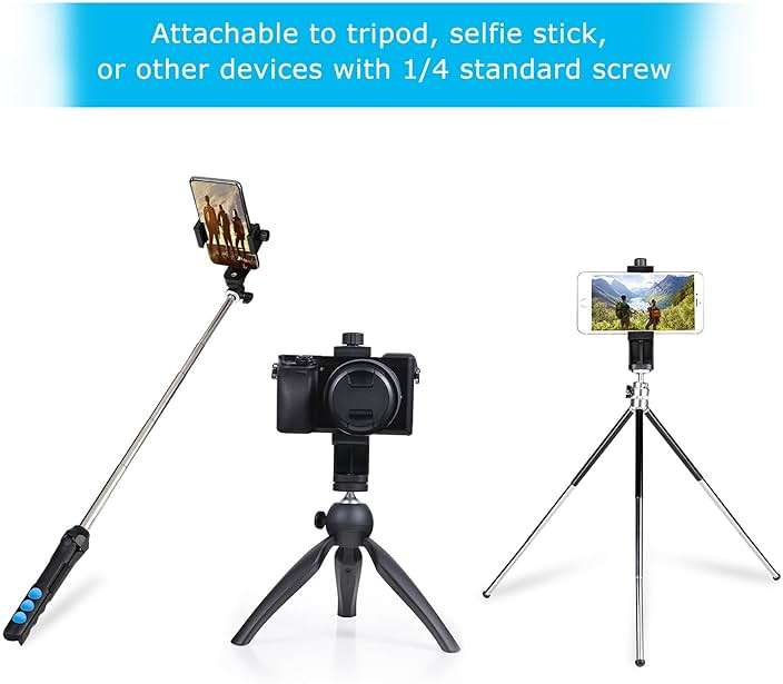 SharingMoment Premium Smartphone Holder/Vertical and Horizontal Tripod Mount Adapter Rotatable Bracket with 1/4 inch Screw/Adjustable Clip for iPhone, Android Cell Phone, Selfie Stick, Camera Stand - Image 7