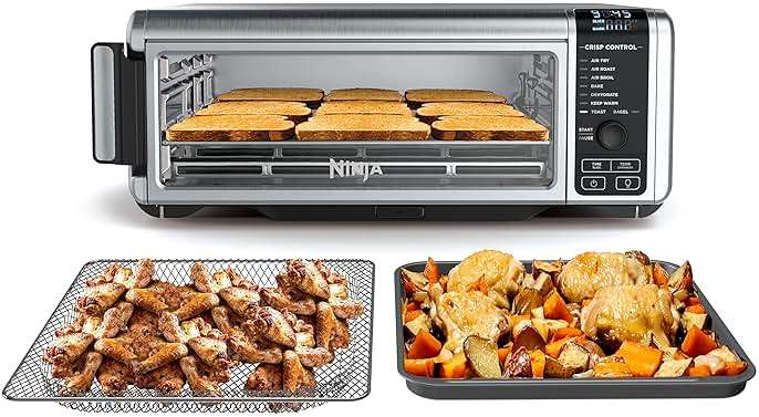 Ninja Digital Air Fryer & Toaster Oven | 8-in-1 Functionality | Flip-Up Design | XL Capacity | Air Fry Basket, Sheet Pan, Wire Rack & Crumb Tray | 1800 Watt | Silver | SP101 - Image 1