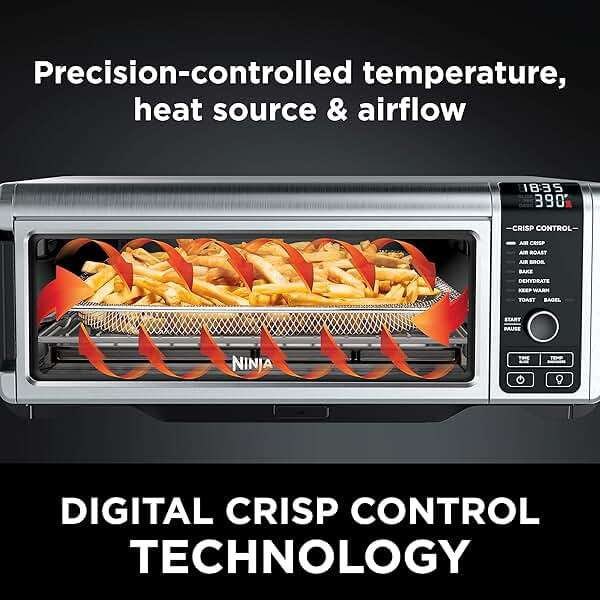Ninja Digital Air Fryer & Toaster Oven | 8-in-1 Functionality | Flip-Up Design | XL Capacity | Air Fry Basket, Sheet Pan, Wire Rack & Crumb Tray | 1800 Watt | Silver | SP101 - Image 5