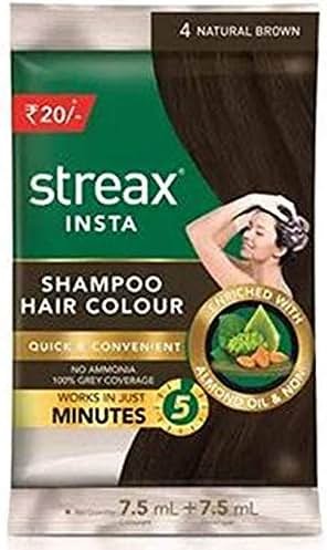Streax Shampoo Hair Colour Natural Brown Set of 5 - Product Image